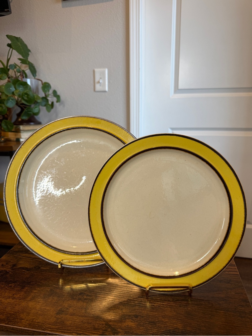 Vintage Sango Rainbow Stoneware Citron 659 Dinner & Salad Plate Set | Japan MCM